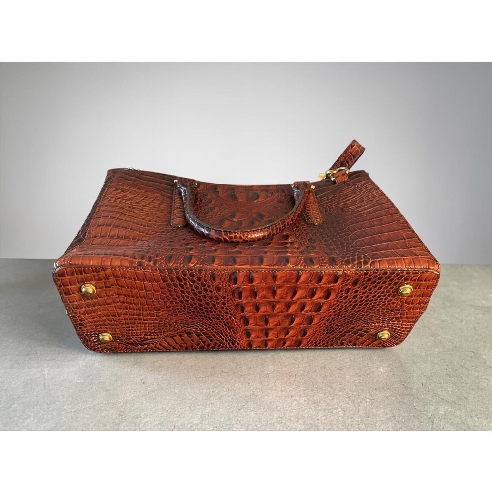 Brahmin Brown Croc-Embossed Leather Satchel with Gold Hardware - Picture 4 of 13